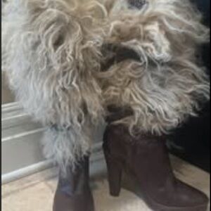 Cole Haan Brown and Cream Fur Boots
